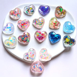 20MM snap button charms Diy Acrylic three-dimensional love filled with colorful bright sequins