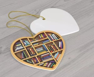 Love bookshelf pendant Heart ornaments pendant for book lovers