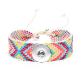 20MM Snaps button jewelry wholesale Diamond shaped ethnic style cotton rope hand woven bracelet