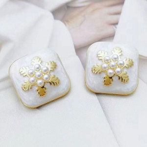 23MM Metal square oil pearl snap button charms