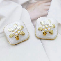 23MM Metal square oil pearl snap button charms