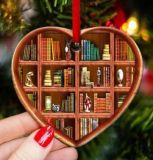 Love bookshelf pendant Heart ornaments pendant for book lovers