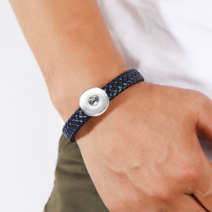 20MM Snaps button jewelry wholesale Simple woven magnet buckle  Leather Bracelets