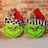 Christmas decorations Wooden doorplate The Grinch garland