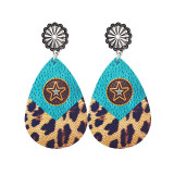Western Jeans Distressed Cactus Leather Earrings Alloy Earrings Double Sided Print