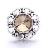 20MM Brown Crystal Rhinestone Owl flower design Rhinestone enamel Metal snap button charms