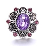 20MM purple design Rhinestone enamel Metal snap button charms