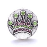 20MM green design Rhinestone enamel Metal snap button charms