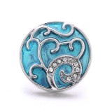 20MM blue design Rhinestone enamel Metal snap button charms