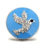 20MM blue design Rhinestone enamel Metal snap button charms