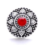 20MM red design Rhinestone enamel Metal snap button charms