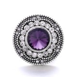 20MM purple design Rhinestone enamel Metal snap button charms