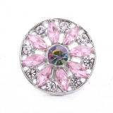 20MM pink design Rhinestone enamel Metal snap button charms