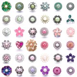 20MM green purple pink design Rhinestone enamel Metal snap button charms