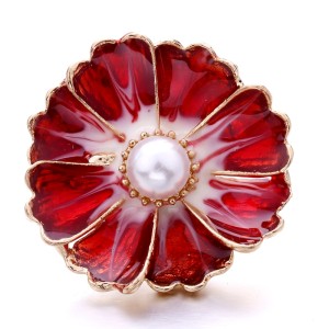 20MM white red design Rhinestone enamel Metal snap button charms