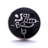 20MM black design Rhinestone enamel Metal  snap button charms