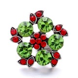 20MM green design Rhinestone enamel Metal snap button charms