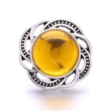 20MM yellow design Rhinestone enamel Metal snap button charms