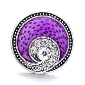 20MM purple design Rhinestone enamel Metal snap button charms