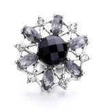 20MM black design Rhinestone enamel Metal  snap button charms