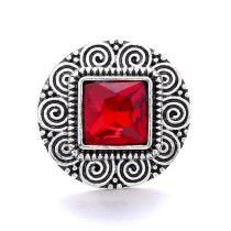 20MM red design Rhinestone enamel Metal snap button charms