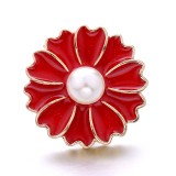 20MM white red design Rhinestone enamel Metal snap button charms