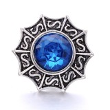 20MM blue design Rhinestone enamel Metal snap button charms