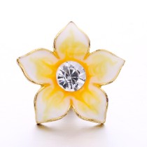 20MM yellow design Rhinestone enamel Metal snap button charms