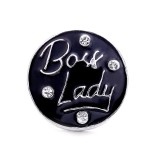 20MM black design Rhinestone enamel Metal  snap button charms