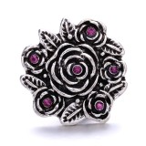 20MM purple design Rhinestone enamel Metal snap button charms