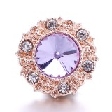 20MM purple design Rhinestone enamel Metal snap button charms