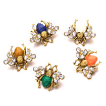 20MM Retro insect rhinestones design Metal snap button charms