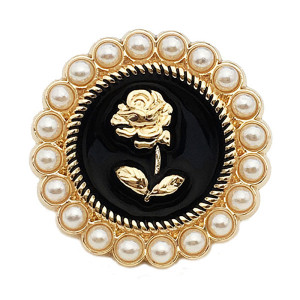 20MM Metal Pearl rose snap button charms