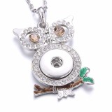 owl Metal Pendant 60CM Necklace for 20mm Snaps button jewelry wholesale