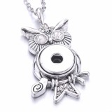 owl Metal Pendant 60CM Necklace for 20mm Snaps button jewelry wholesale