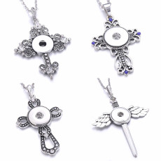 cross Metal Pendant 60CM Necklace for 20mm Snaps button jewelry wholesale