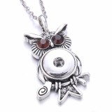 owl Metal Pendant 60CM Necklace for 20mm Snaps button jewelry wholesale