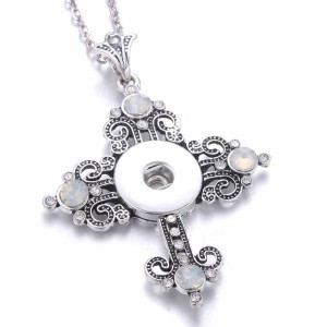 cross Metal Pendant 60CM Necklace for 20mm Snaps button jewelry wholesale