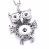 owl Metal Pendant 60CM Necklace for 20mm Snaps button jewelry wholesale