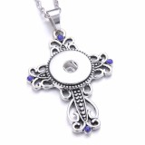 cross Metal Pendant 60CM Necklace for 20mm Snaps button jewelry wholesale