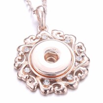 Rose gold Metal Pendant 60CM Necklace for 20mm Snaps button jewelry wholesale