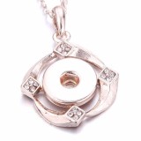 Rose gold Metal Pendant 60CM Necklace for 20mm Snaps button jewelry wholesale
