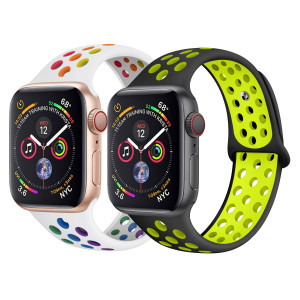 38/40/41mm Applicable to Apple iwatch Generation 7 two-color breathable sports silicone strap iwatch hole wrist strap (excluding dial)