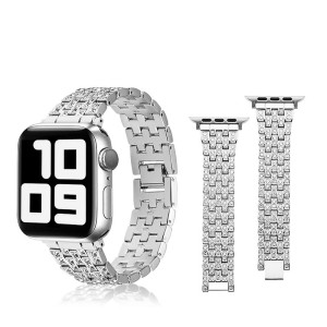 42/44/45mm Applicable to apple iwatch strap 5/6/7/8/SE apple five bead full diamond metal stainless steel watch strap iwatch (excluding dial)