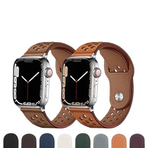 38/40/41mm Applicable to iwatch5/6/7/8/SE apple strap leather business style apple hole breathable head leather strap (excluding dial)