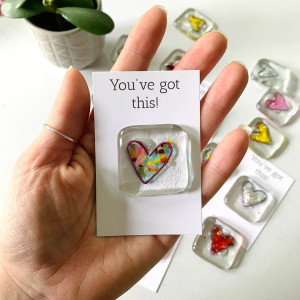 Valentine's Day Pocket Hugs Love  Pocket token glass Pocket Hearts keepsake gifts