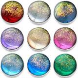 20MM Resin Colorful Gold Powder Round snap button charms