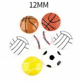 12MM Resin half face basketball football volleyball tennis baseball diy snap button charms