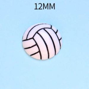 12MM Resin half face basketball football volleyball tennis baseball diy snap button charms