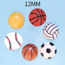 12MM Resin half face basketball football volleyball tennis baseball diy snap button charms